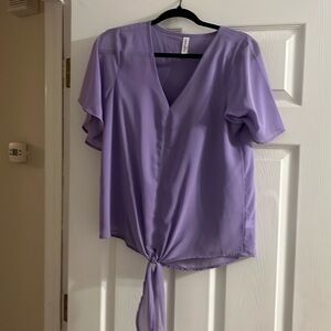 Zenana small purple blouse with tie.